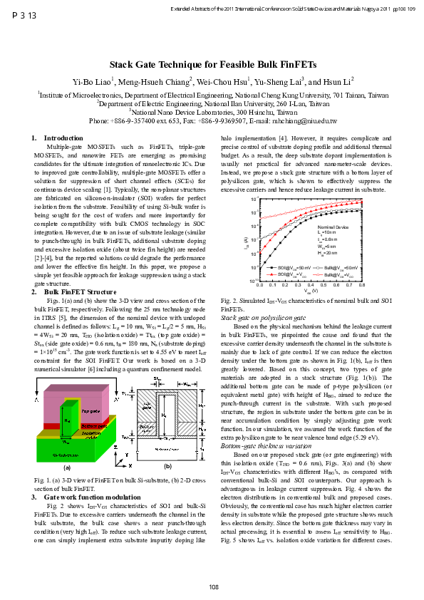 (PDF) Stack Gate Technique for Feasible Bulk FinFETs