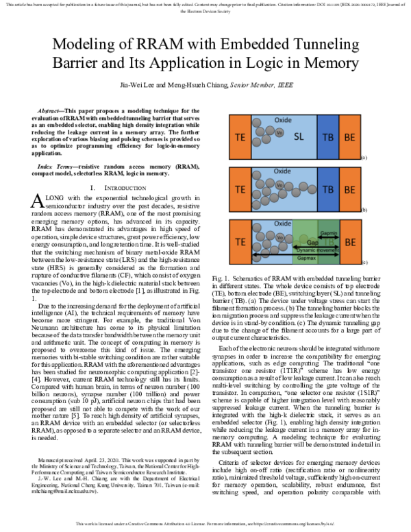 (PDF) Modeling of RRAM With Embedded Tunneling Barrier and Its ...