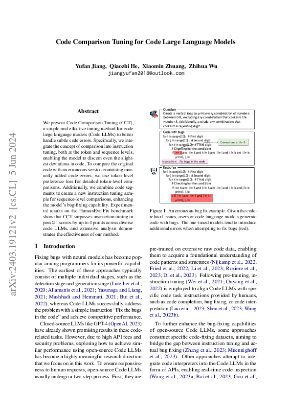 (PDF) Code Comparison Tuning for Code Large Language Models