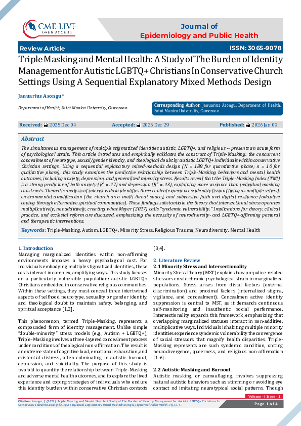 (PDF) Triple Masking and Mental Health: A Study of The Burden of ...