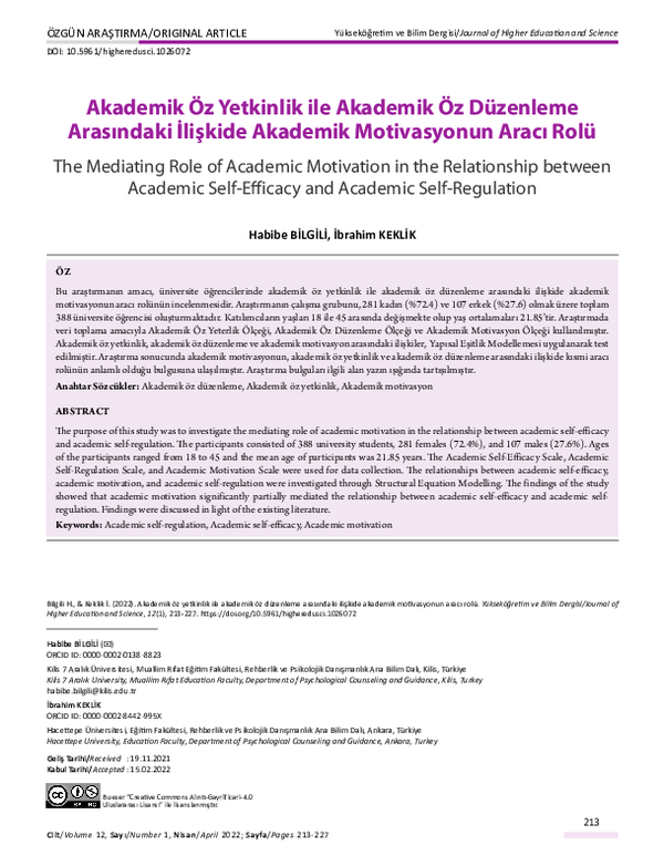 (PDF) The Mediator Role of Academic Motivation in the Relationship ...