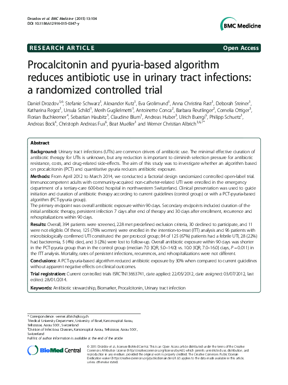 (PDF) Procalcitonin and pyuria-based algorithm reduces antibiotic use ...