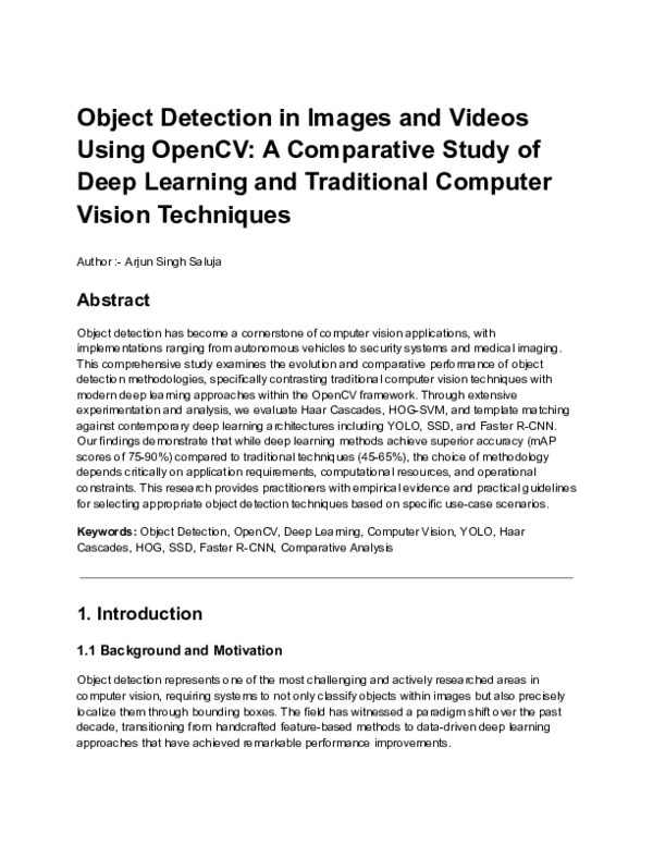 (PDF) Object Detection in Images and Videos Using OpenCV: A Comparative ...