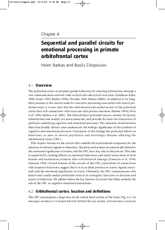 (PDF) Sequential and parallel circuits for emotional processing in ...