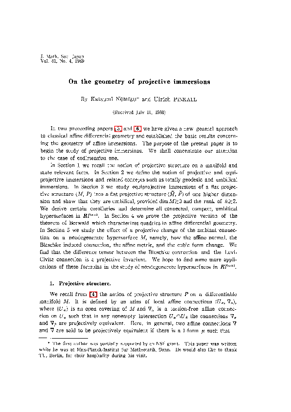 (PDF) On the geometry of projective immersions