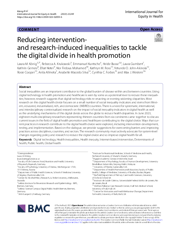 (PDF) Reducing intervention- and research-induced inequalities to ...