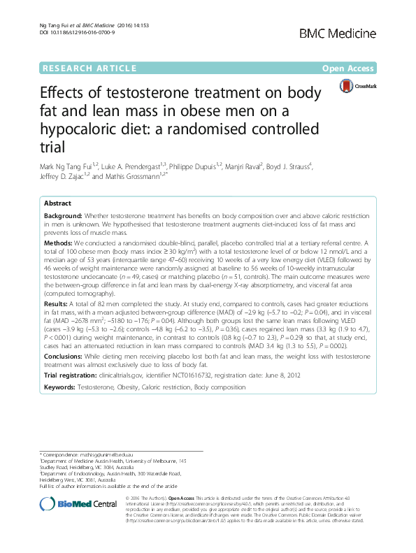 (PDF) Effects of testosterone treatment on body fat and lean mass in ...