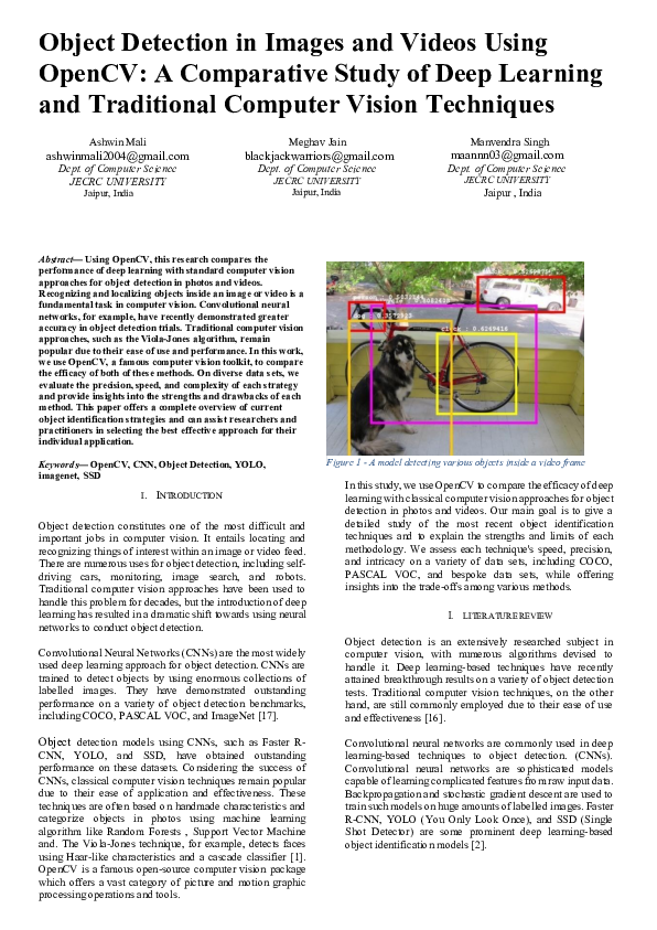 (PDF) Object Detection in Images and Videos Using OpenCV: A Comparative ...