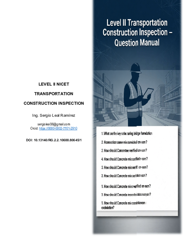 (PDF) LEVEL II NICET TRANSPORTATION CONSTRUCTION INSPECTION
