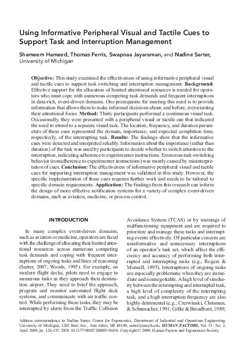 (PDF) Using Informative Peripheral Visual and Tactile Cues to Support ...