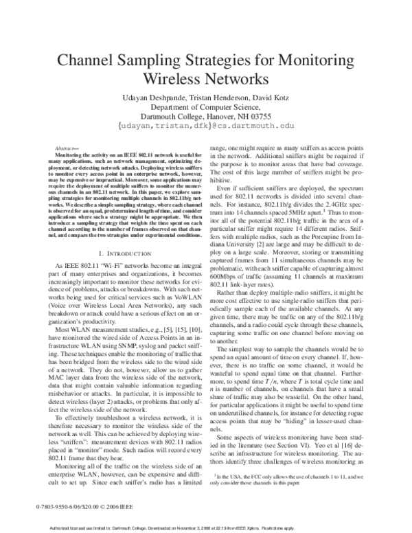 (PDF) Channel Sampling Strategies for Monitoring Wireless Networks