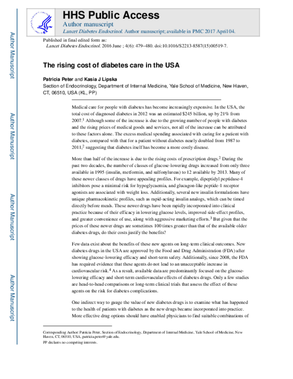(PDF) The rising cost of diabetes care in the USA