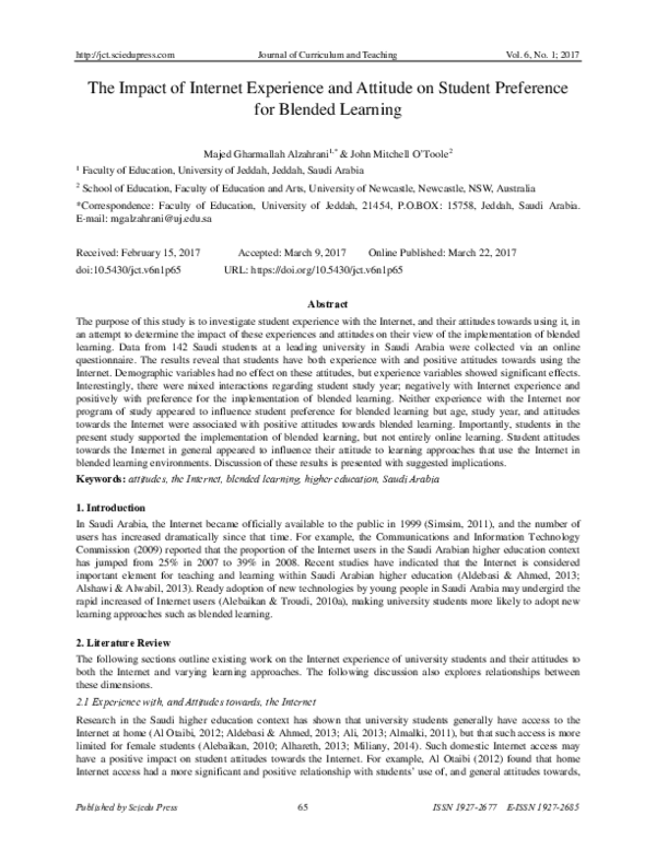 (PDF) The Impact of Internet Experience and Attitude on Student ...