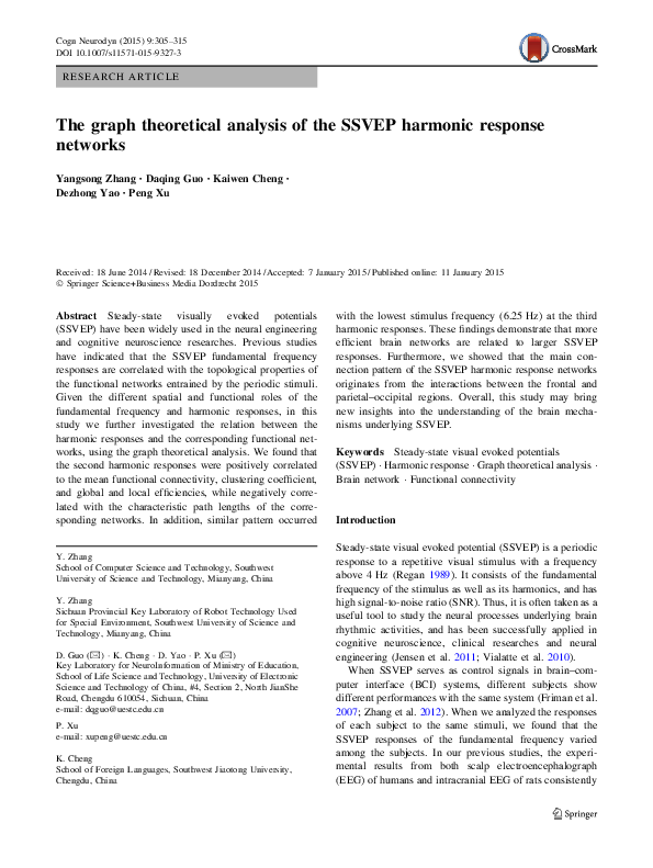 (PDF) The graph theoretical analysis of the SSVEP harmonic response ...
