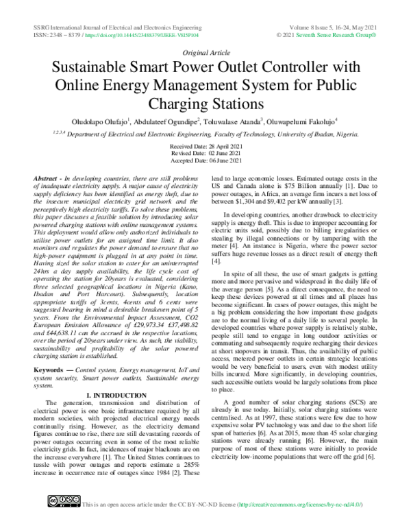 (PDF) Sustainable Smart Power Outlet Controller with Online Energy ...