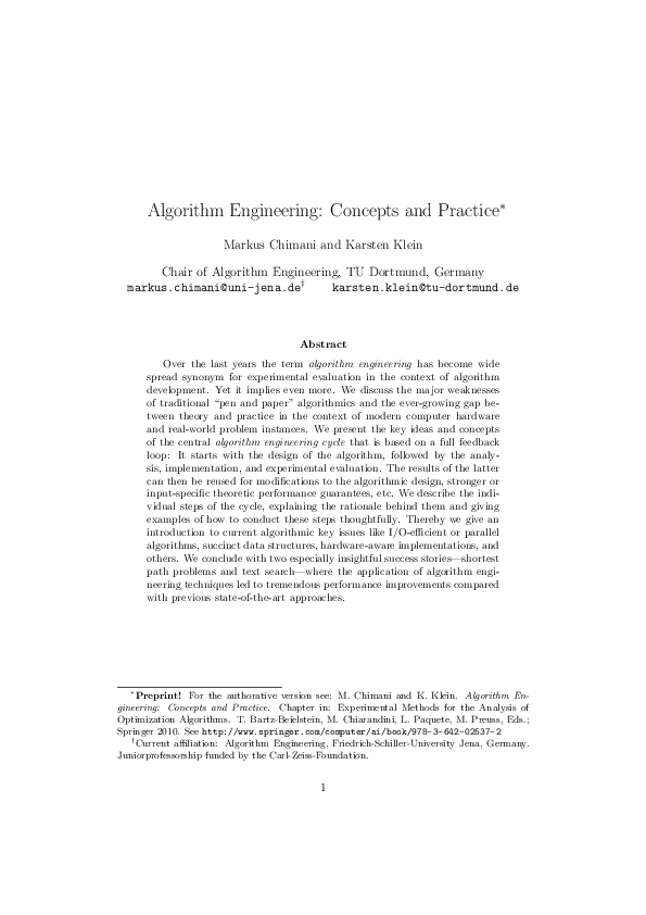 (PDF) Algorithm Engineering: Concepts and Practice