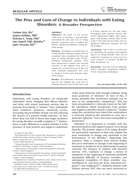Pdf The Pros And Cons Of Change In Individuals With Eating Disorders A Broader Perspective Nicholas Troop Academia Edu