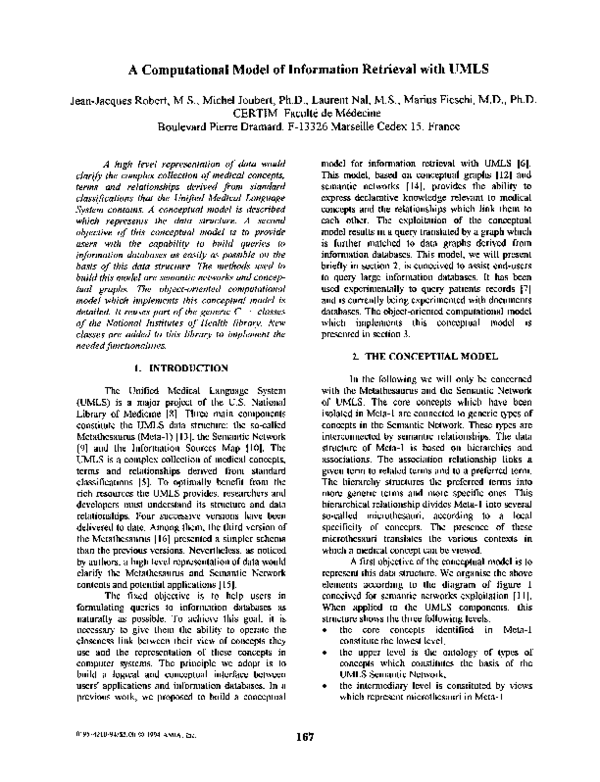 (PDF) A computational model of information retrieval with UMLS