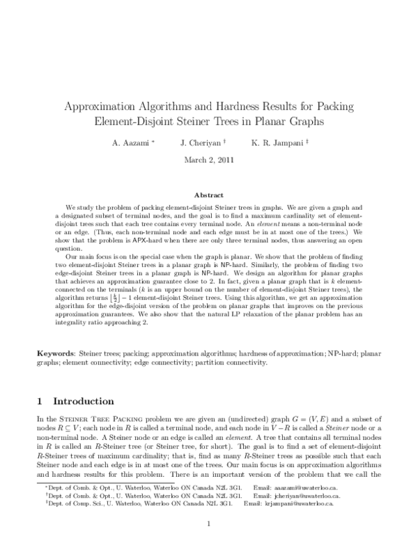 (PDF) Approximation Algorithms and Hardness Results for Packing Element ...