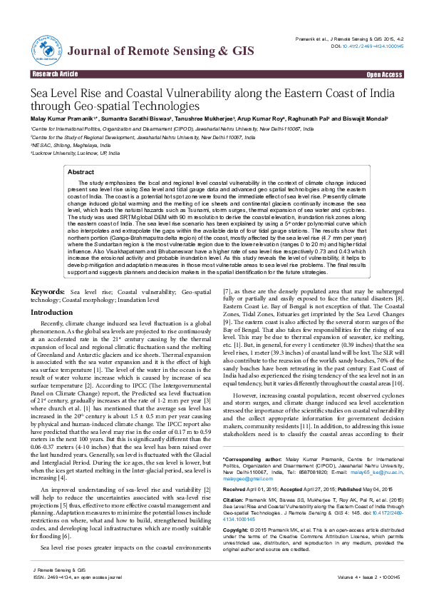 (PDF) Sea Level Rise and Coastal Vulnerability along the Eastern Coast ...