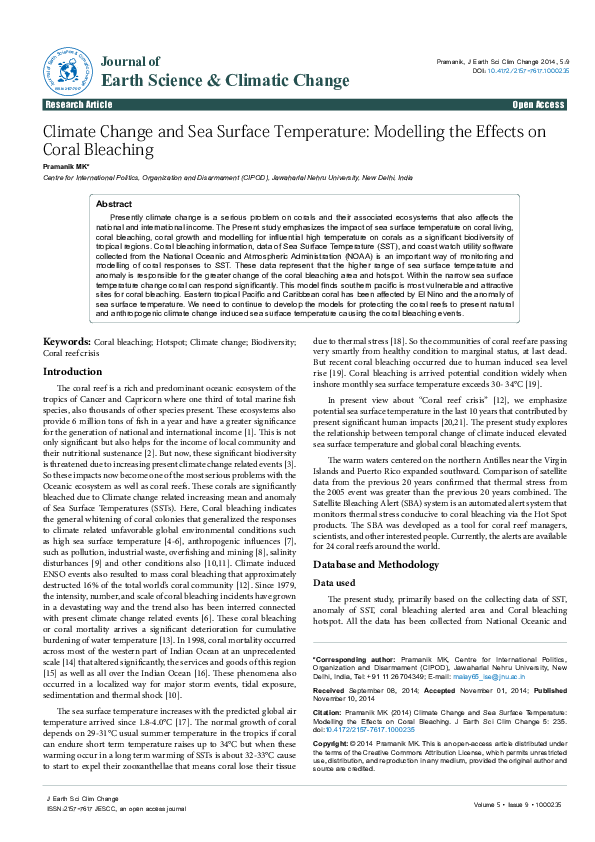 (PDF) Climate Change and Sea Surface Temperature: Modelling the Effects ...