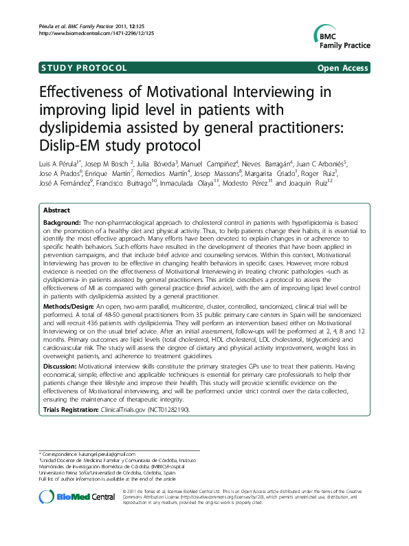 (PDF) Effectiveness of Motivational Interviewing in improving lipid ...