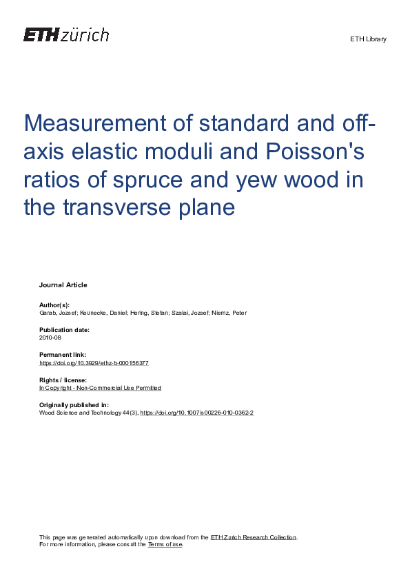 (PDF) Measurement of standard and off-axis elastic moduli and Poisson’s ...