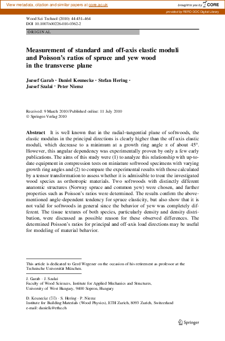 (PDF) Measurement of standard and off-axis elastic moduli and Poisson’s ...