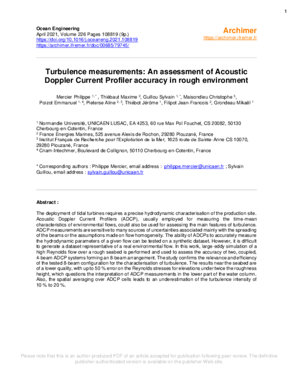 (PDF) Turbulence measurements: An assessment of Acoustic Doppler ...