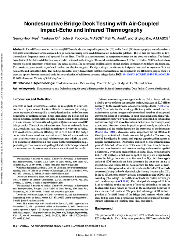 (PDF) Nondestructive Bridge Deck Testing with Air-Coupled Impact-Echo ...