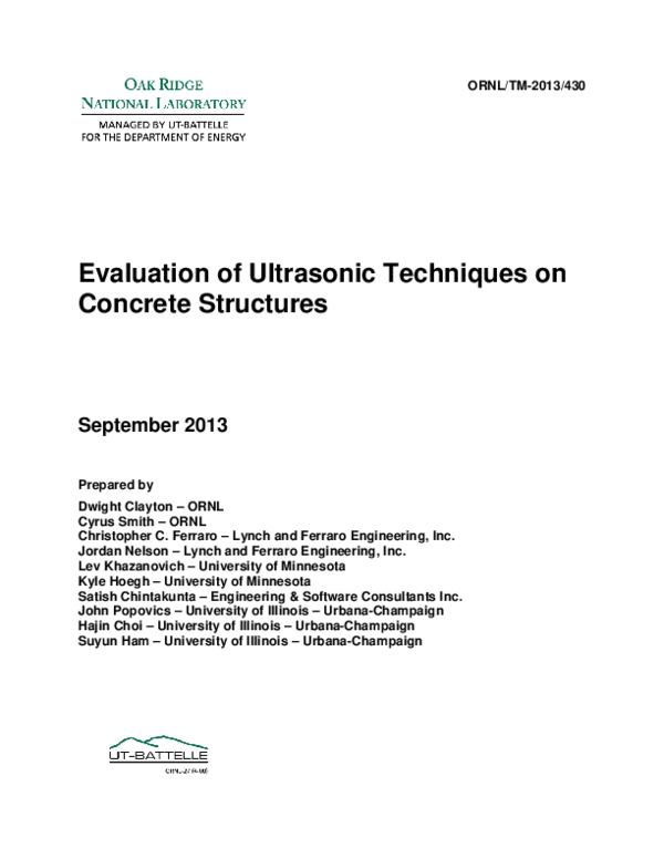 (PDF) Evaluation of Ultrasonic Techniques on Concrete Structures