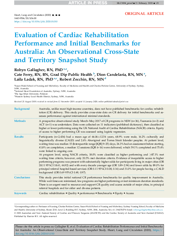 (PDF) Evaluation of Cardiac Rehabilitation Performance and Initial ...