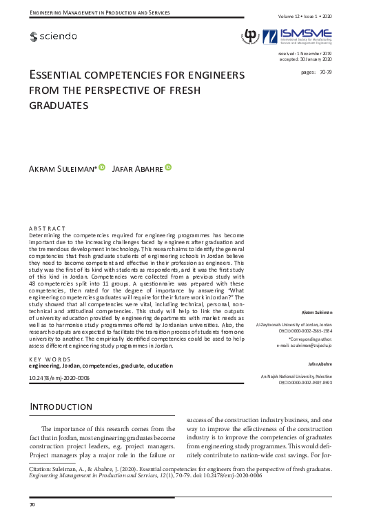 (PDF) Essential competencies for engineers from the perspective of ...