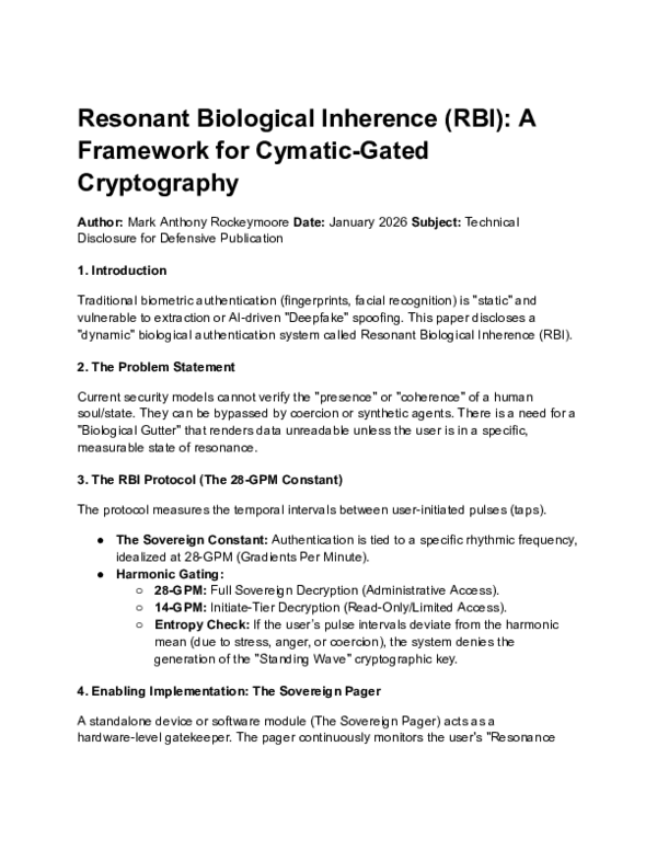 (PDF) Resonant Biological Inherence (RBI): A Framework for Cymatic ...