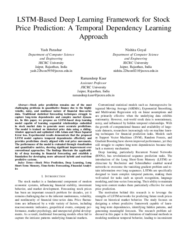(PDF) LSTM-Based Deep Learning Framework for Stock Price Prediction: A ...
