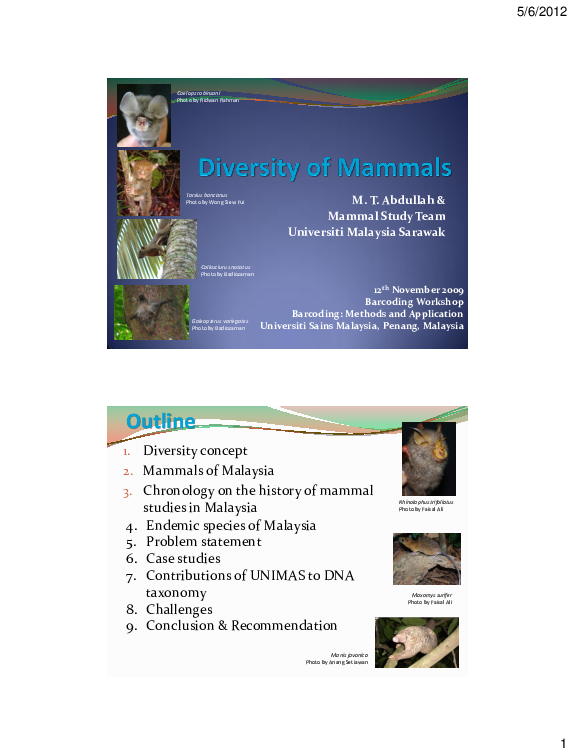 (PDF) Diversity of mammals