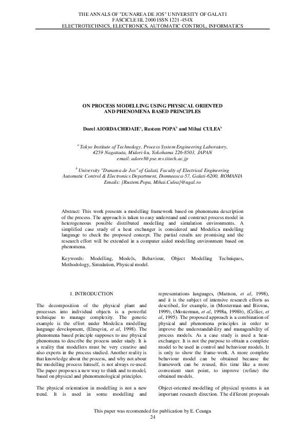 (PDF) On Process Modelling Using Physical Oriented And Phenomena Based ...