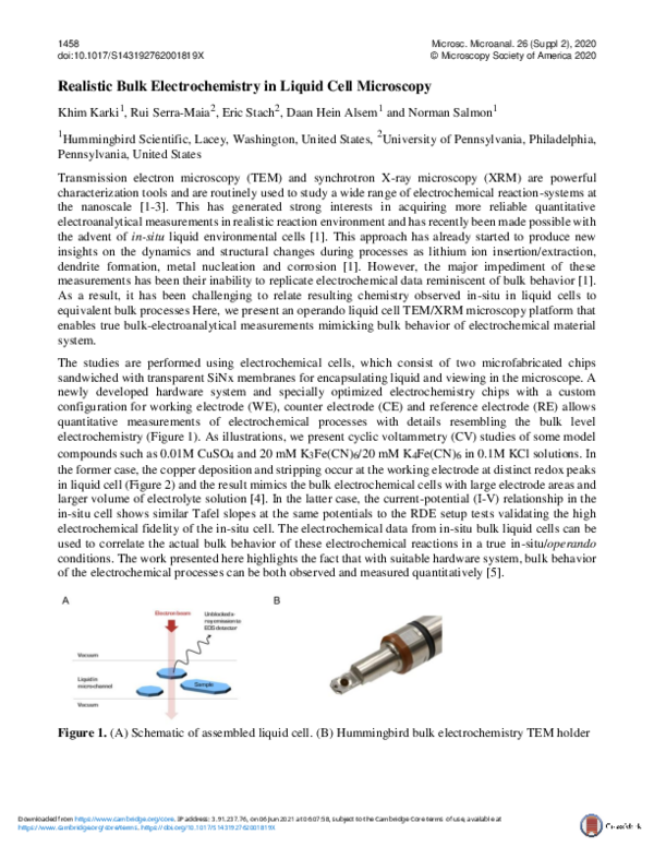 (PDF) Realistic Bulk Electrochemistry in Liquid Cell Microscopy
