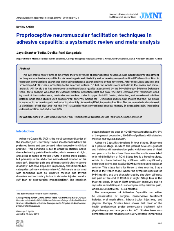 (PDF) Proprioceptive neuromuscular facilitation techniques in adhesive ...