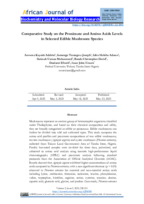 (PDF) Comparative Study on the Proximate and Amino Acids Levels in ...