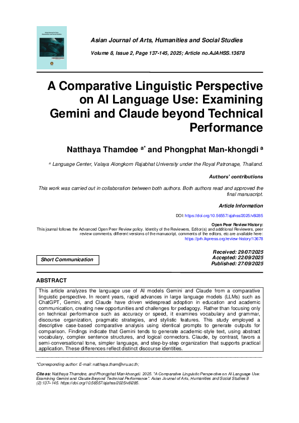 (PDF) A Comparative Linguistic Perspective on AI Language Use ...