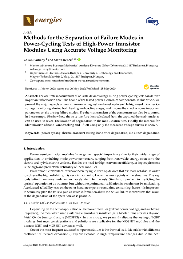 (PDF) Methods for the Separation of Failure Modes in Power-Cycling ...