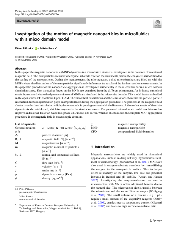 (PDF) Investigation of the motion of magnetic nanoparticles in ...