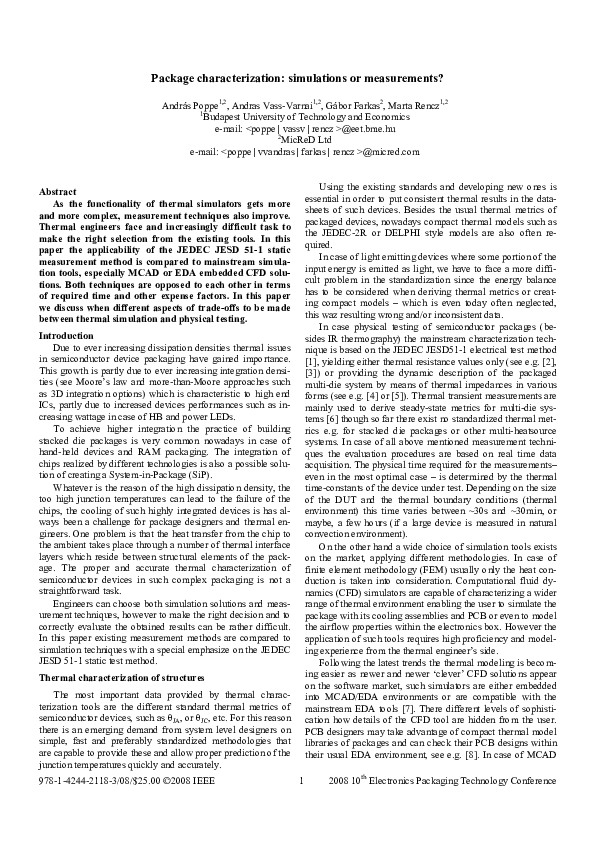 (PDF) Package Characterization: Simulations or Measurements?
