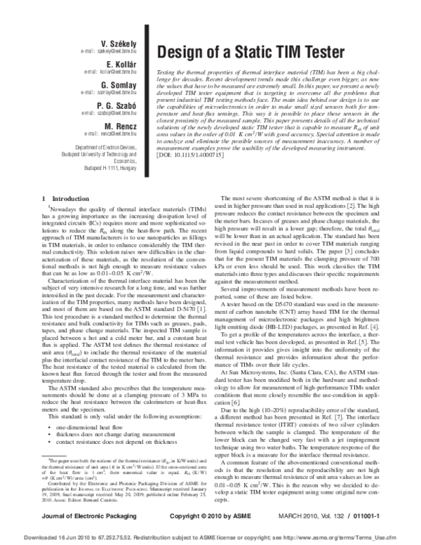 (PDF) Design of a Static TIM Tester
