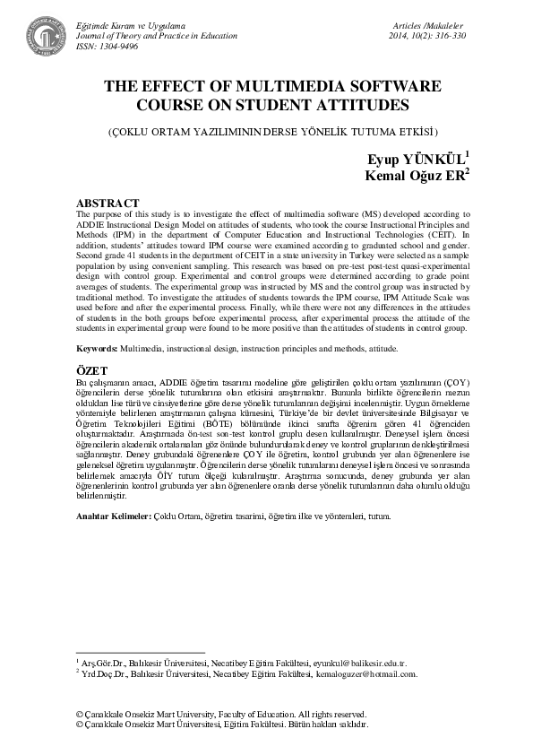 (PDF) The Effect of Multimedia Software Course on Student Attitudes ...