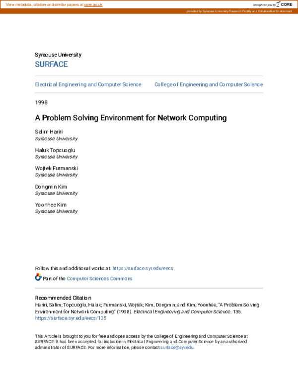 (PDF) A problem solving environment for network computing