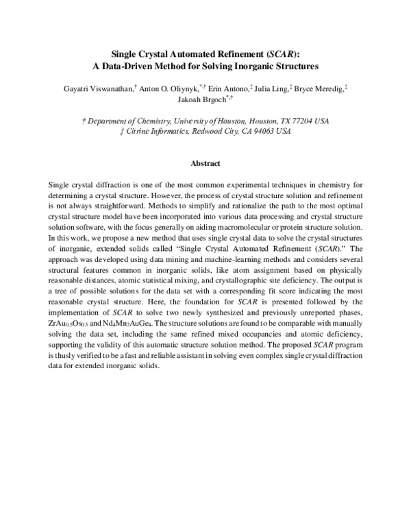 (PDF) Single Crystal Automated Refinement (SCAR): A Data-Driven Method ...