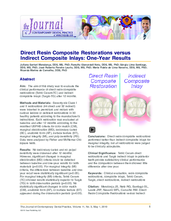 (PDF) Direct Resin Composite Restorations versus Indirect Composite ...