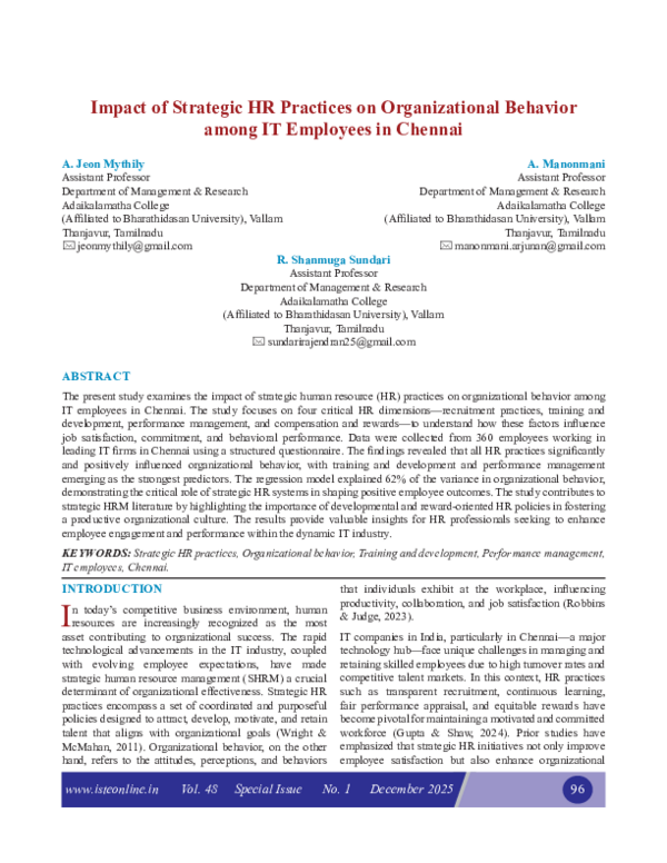 (PDF) Impact of Strategic HR Practices on Organizational Behavior among ...